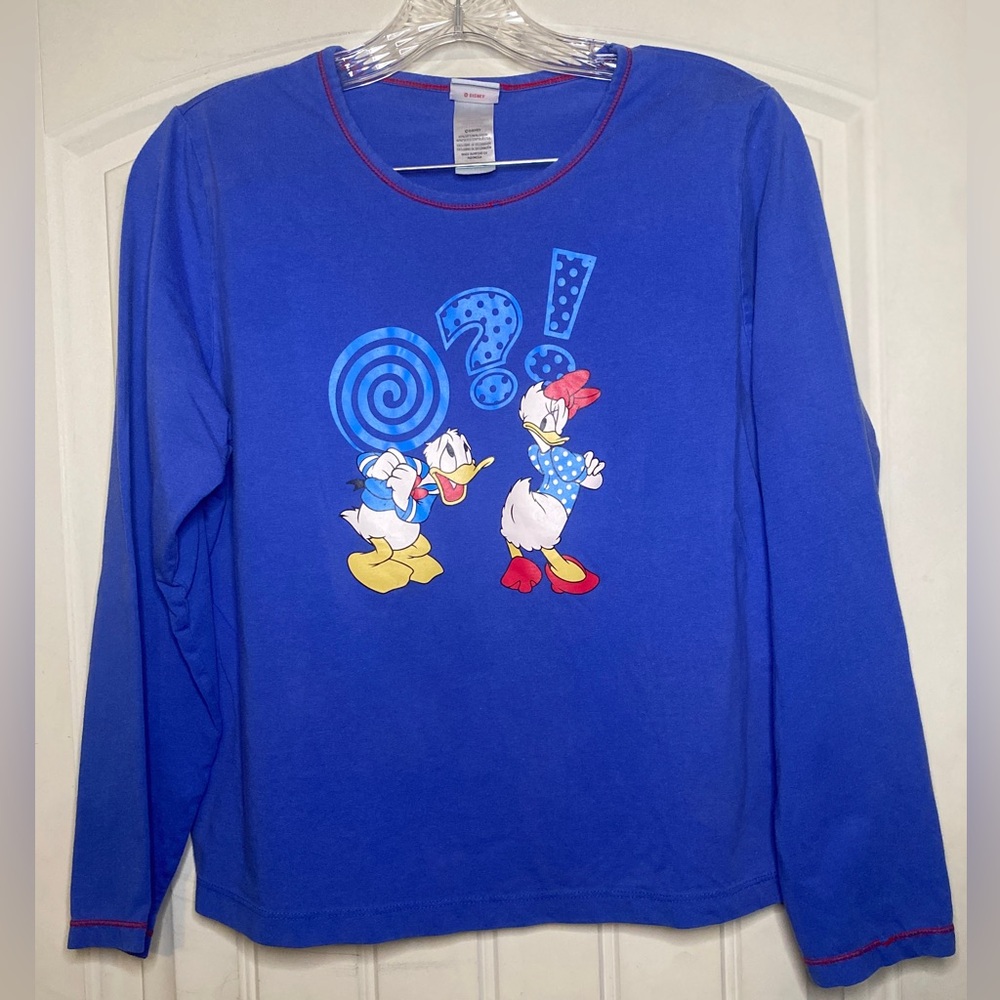 Disney Vintage Blue Long Sleeve Tee with Donald and Daisy Duck
